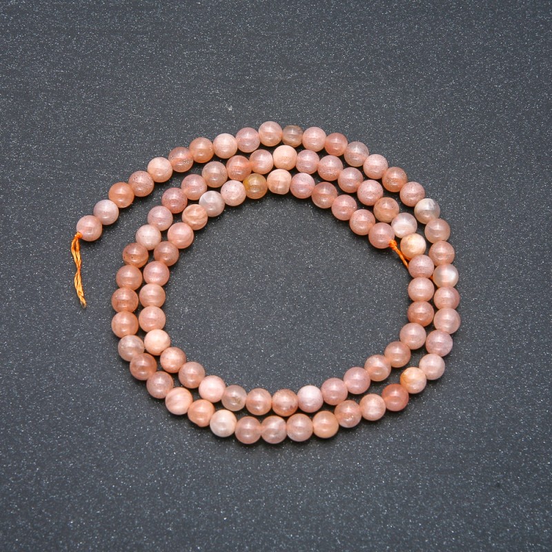 Beads on a String Natural Stone Selenite Smooth Round, Diameter 4mm +/-, Length 39cm