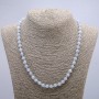 Natural Aquamarine Necklace, smooth round beads, diameter 6(+/-)mm, length 46cm+
