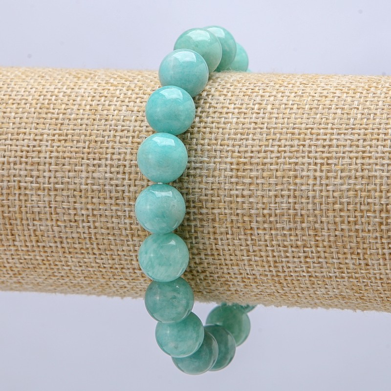 Natural Amazonite Stone Bracelet on Elastic, diameter 10mm+/-, length 18cm+