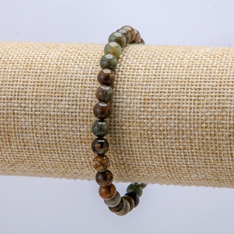 Natural Green Jasper Stone Bracelet on Elastic, smooth round beads, diameter 6mm+/-, circumference 18cm