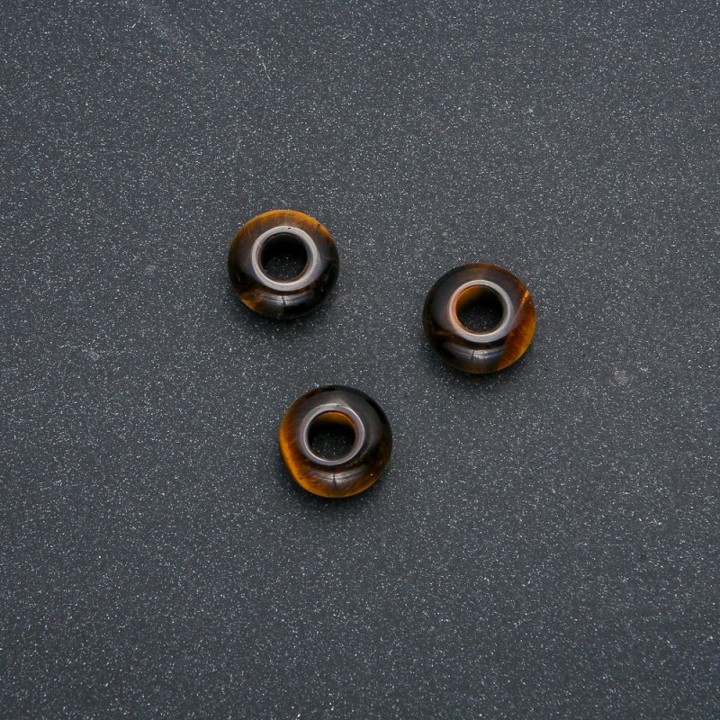Pandora Bead Natural Tiger's Eye Stone 14x7mm, Hole Diameter 5.5mm +