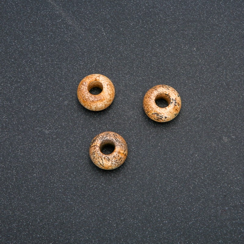 Pandora-style Bead, Natural Landscape Jasper, 14x7mm, hole diameter 5.5mm+