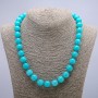 Natural Aquamarine Stone Necklace, smooth round beads, diameter 12mm, length 48cm+