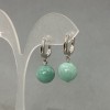 Earrings with Natural Jadeite Stone, 12cm diameter, 18mm length +