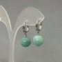 Earrings with Natural Jadeite Stone, 12cm diameter, 18mm length +