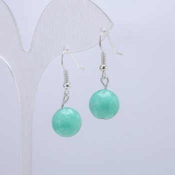 Natural Jadeite Stone Earrings, diameter 12mm, length 35mm+