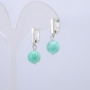 Earrings with Natural Jadeite Stone, 10mm diameter, 28cm length +