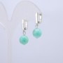 Earrings with Natural Jadeite Stone, 10mm diameter, 28cm length +