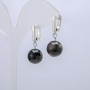 Silver Obsidian Earrings, 12mm diameter, 30mm length +