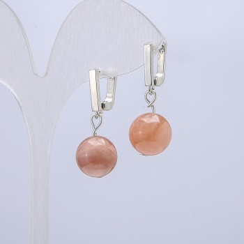Earrings with Natural Selenite Stone, 12mm diameter, 30mm length +
