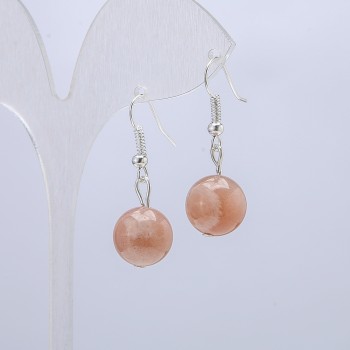 Earrings with Natural Selenite Stone, 12mm diameter, 35mm length +