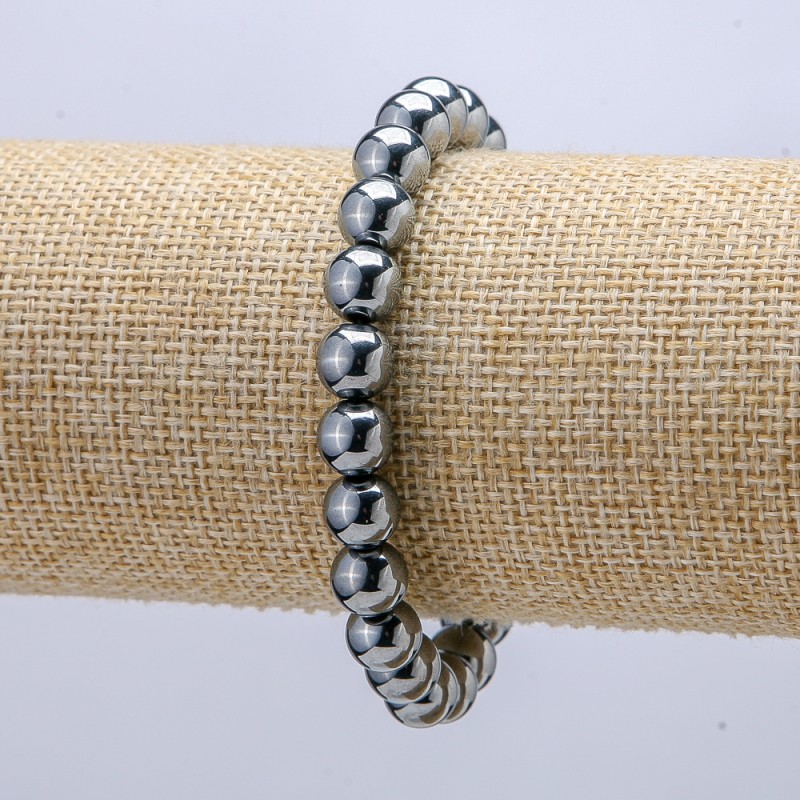 Terahertz Stone Bracelet on Elastic, 8mm diameter, 18cm length +