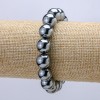 Natural Terahertz Stone Bracelet on Elastic, 12mm diameter, 18cm length +