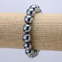 Natural Terahertz Stone Bracelet on Elastic, 12mm diameter, 18cm length +