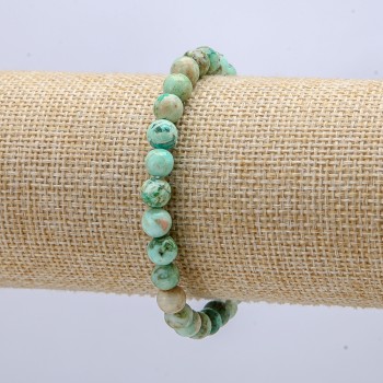 Natural Amazonite Stone Bracelet on Elastic, 6mm diameter, 18cm circumference +