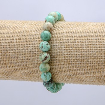 Amazonite Natural Stone Bracelet on Elastic, 8mm Diameter, 18cm Circumference +