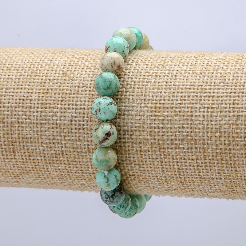 Amazonite Natural Stone Bracelet on Elastic, 8mm Diameter, 18cm Circumference +