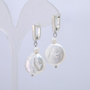 Earrings made of natural baroque pearls, diameter 4, 5 and 17mm, length 38cm +- with petrol sheen