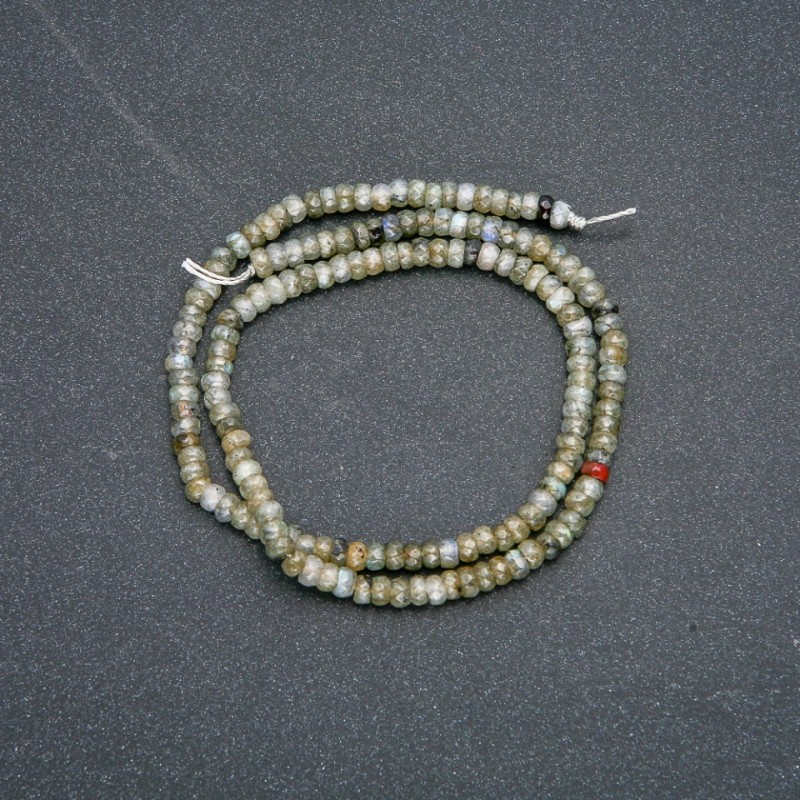 Natural Labradorite Faceted Rondelle Strand, 4x2.5mm Diameter, 39cm Length +