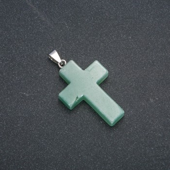 Cross Pendant, Jade stone 50x28mm