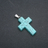 Cross Pendant, Turquoise (imitation) stone 50x28mm +