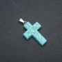 Cross Pendant, Turquoise (imitation) stone 50x28mm +