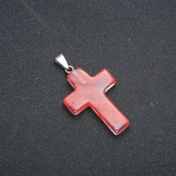 Cross Pendant, Tourmaline stone 50x28mm