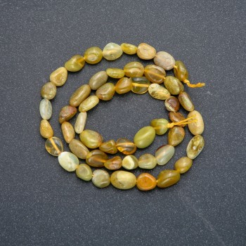Beads on Thread with Natural Jadeite Stone, Tumbled, Diameter 7x6mm, Length 40cm +