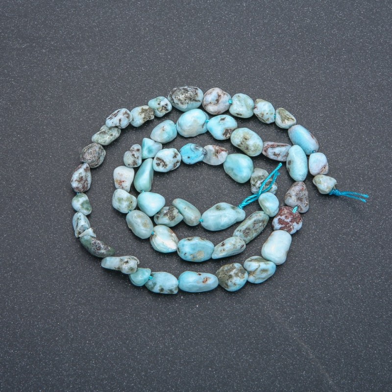 Natural Larimar Beads on Strand, Tumbled, diameter 7x6mm, length 40cm +