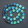 Opal Glass Beads on a String Blue Chameleon tumbled, diameter 10x7mm, length 40cm +