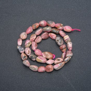 Natural Rhodochrosite Beads on Strand, Tumbled, diameter 8x10mm, length 40cm +