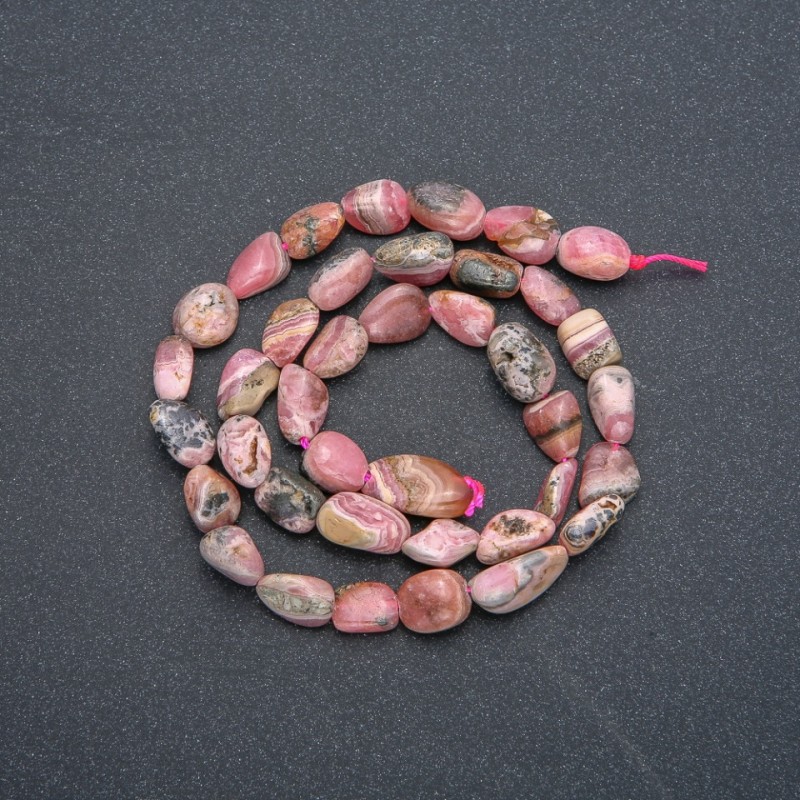 Natural Rhodochrosite Beads on Strand, Tumbled, diameter 8x10mm, length 40cm +