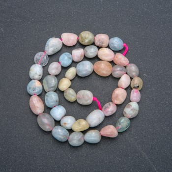 Natural Morganite Beads on Strand, Round Tumbled, diameter 9x12mm, length 40cm +