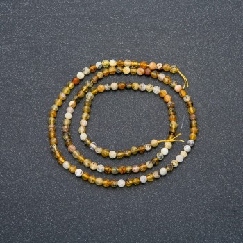 Natural Quartz Strand, faceted round bead, diameter 3mm +-, length 39cm +