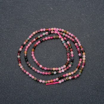 Assorted Natural Stone Strand, faceted round bead, diameter 2.5mm +-, length 40cm +