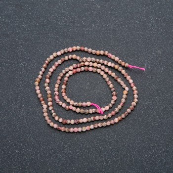 Natural Rhodochrosite Strand, faceted round bead, diameter 2mm +-, length 40cm +