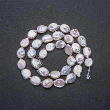 Natural Baroque Pearl Strand, diameter 12x9mm, length 41cm + - with a petrol sheen