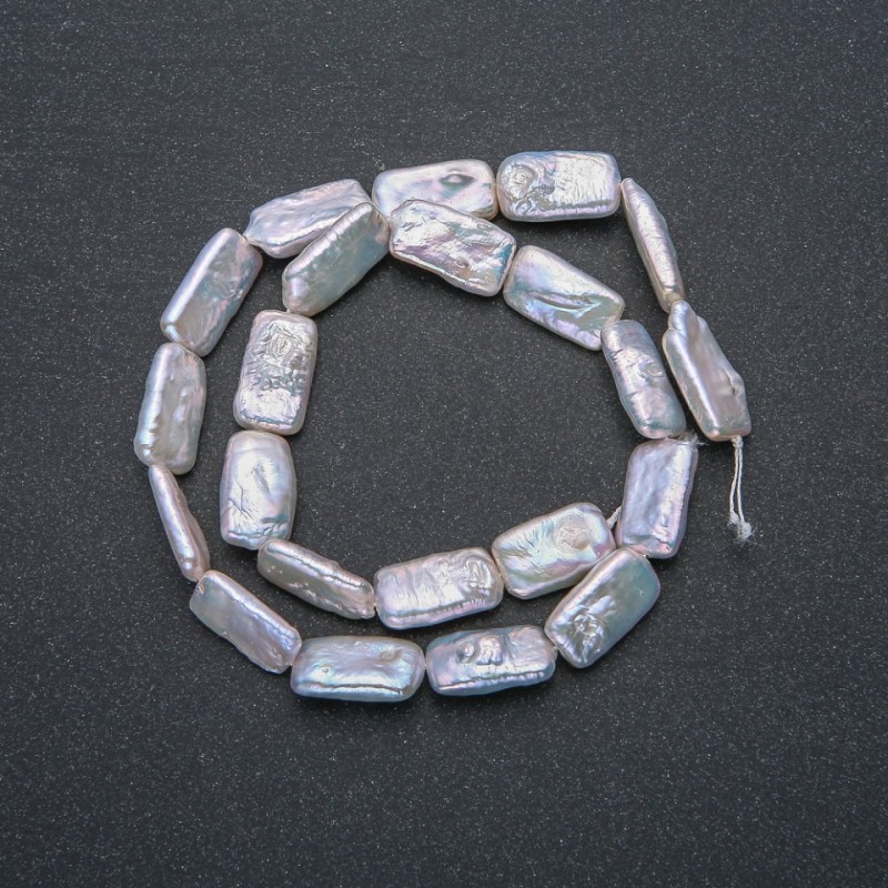 Natural Baroque Pearl Strand, diameter 18x10mm, length 39cm + - with a petrol sheen