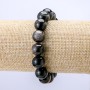 Bracelet made of natural Silver Obsidian smooth round beads, diameter 12mm, length 18cm +