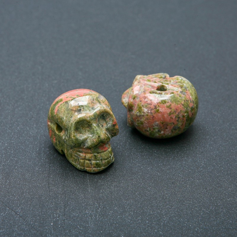 Skull Bead Natural Heliotrope Unakite 25x19mm +