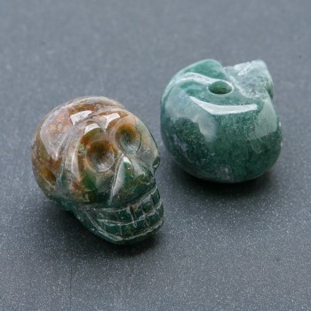 Skull Bead Natural Green Jasper 25x19mm +
