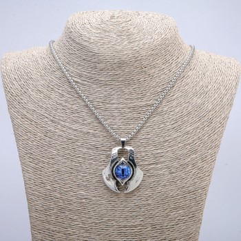 "Dragon Eye" Pendant in Setting 43x35mm on Chain, Length 70cm Silver-Tone Metal