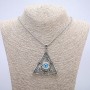 "Eye in Triangle" Pendant 65x55mm on Chain, Length 70cm Silver-Tone Metal