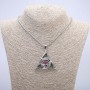 Pendant "Eye in Triangle" 50x45mm on chain, length 70cm silver-tone metal