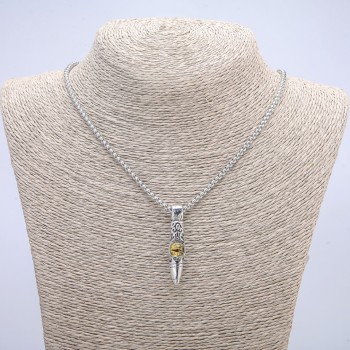 "Dragon Eye Ball" Pendant 45x10mm on Chain, Length 70cm +/- Silver-Tone Metal