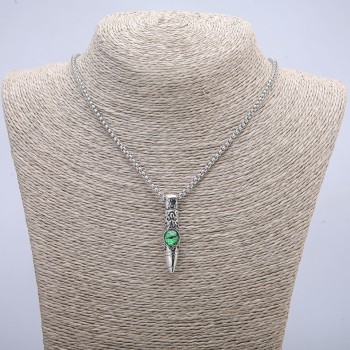 "Dragon Eye Ball" Pendant 45x10mm on Chain, Length 70cm +/- Silver-Tone Metal