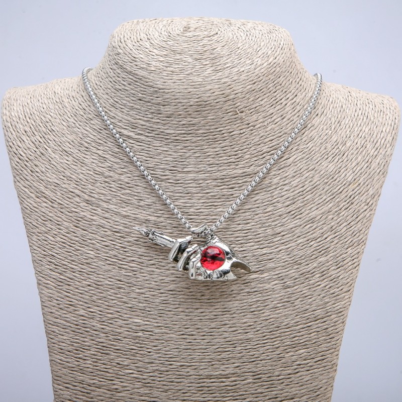 "Candle Hand Dragon Eye" Pendant 60x30mm on Chain, Length 70cm Silver-Tone Metal