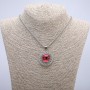 Pendant "Dragon Eye" in setting 45x30mm on chain, length 70cm +/- silver-tone metal