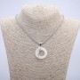 "Moon" Pendant 35x28mm on Chain, Length 70cm +/- Silver-Tone Metal