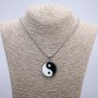 Pendant "Yin Yang" 43x30mm on chain, length 70cm +/- silver-tone metal